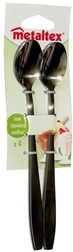 Metaltex 258306010 łyżeczki koktajlowe 4 sztuki ze stali nierdzewnej 258306