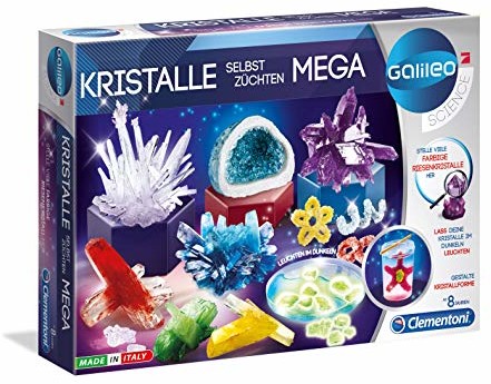 Clementoni 59130 Galileo Science kryształki do samodzielnej uprawy Mega, pudełko eksperymentalne dla dzieci od 8 roku życia, kolorowe eksperymenty do pokoju dziecięcego