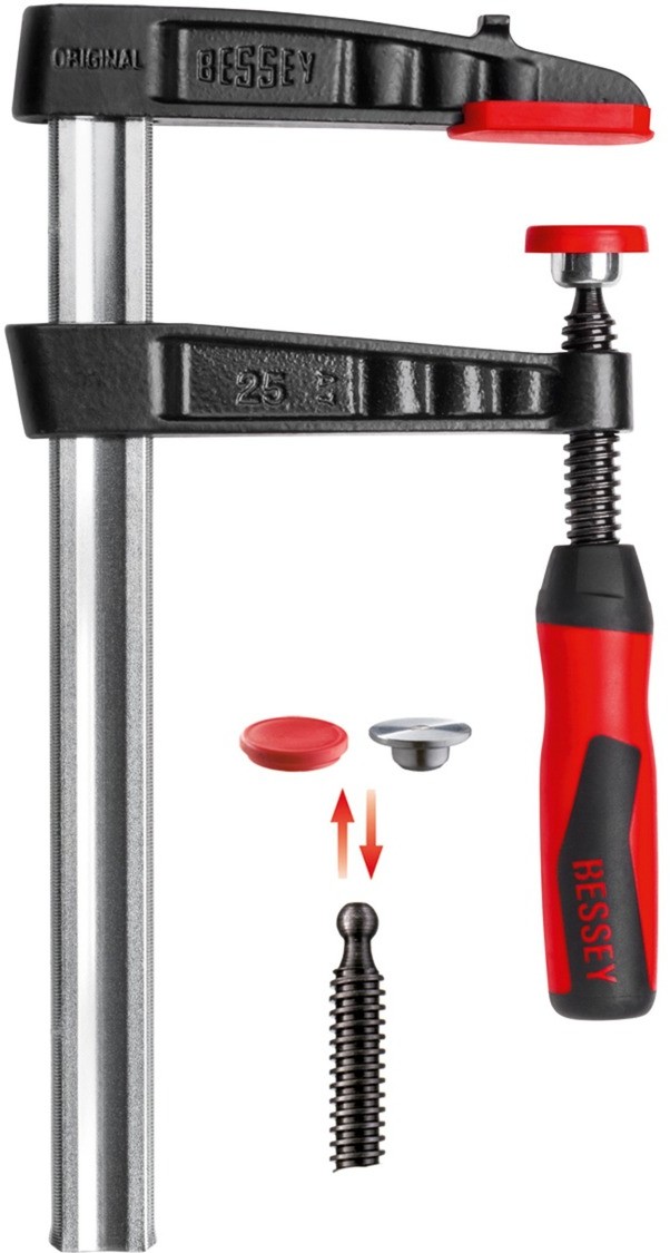 Bessey TG30-2K klamra Zacisk stolarski 30 cm Aluminium, Czarny, Czerwony, Śrubowa zwornica stolarska
