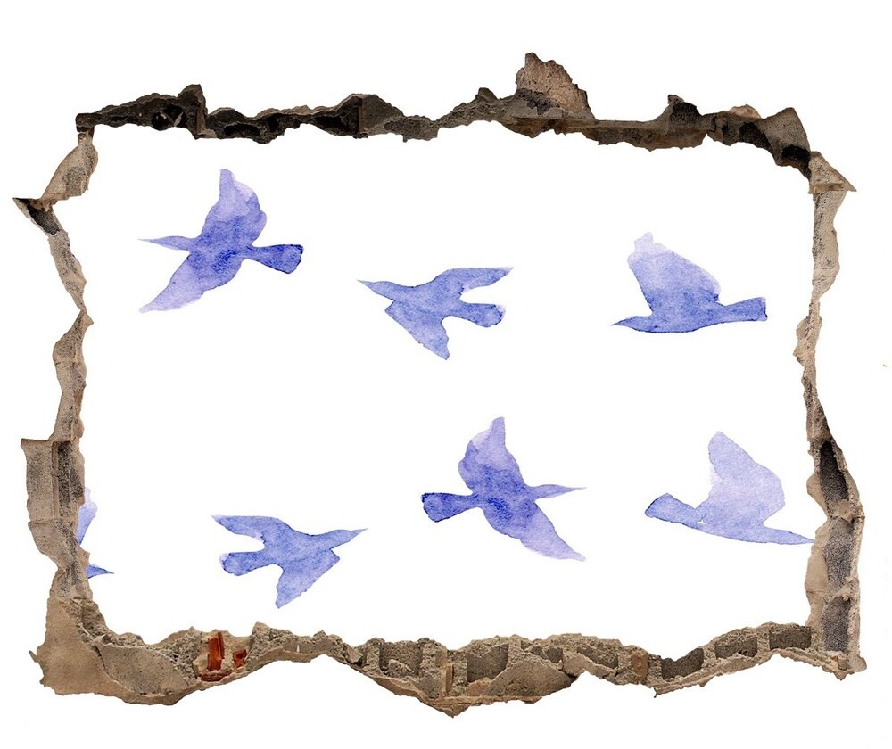 Wallmuralia.pl Dziura 3d fototapeta naklejka Jaskółki