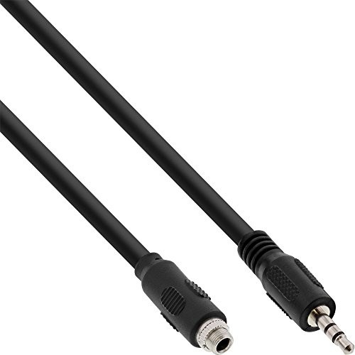 InLine 99303p kabel audio adapter, 3,5 MM wtyczka stereo/gniazdo do wbudowania z gwintem, 0,6 m czarna 99303P