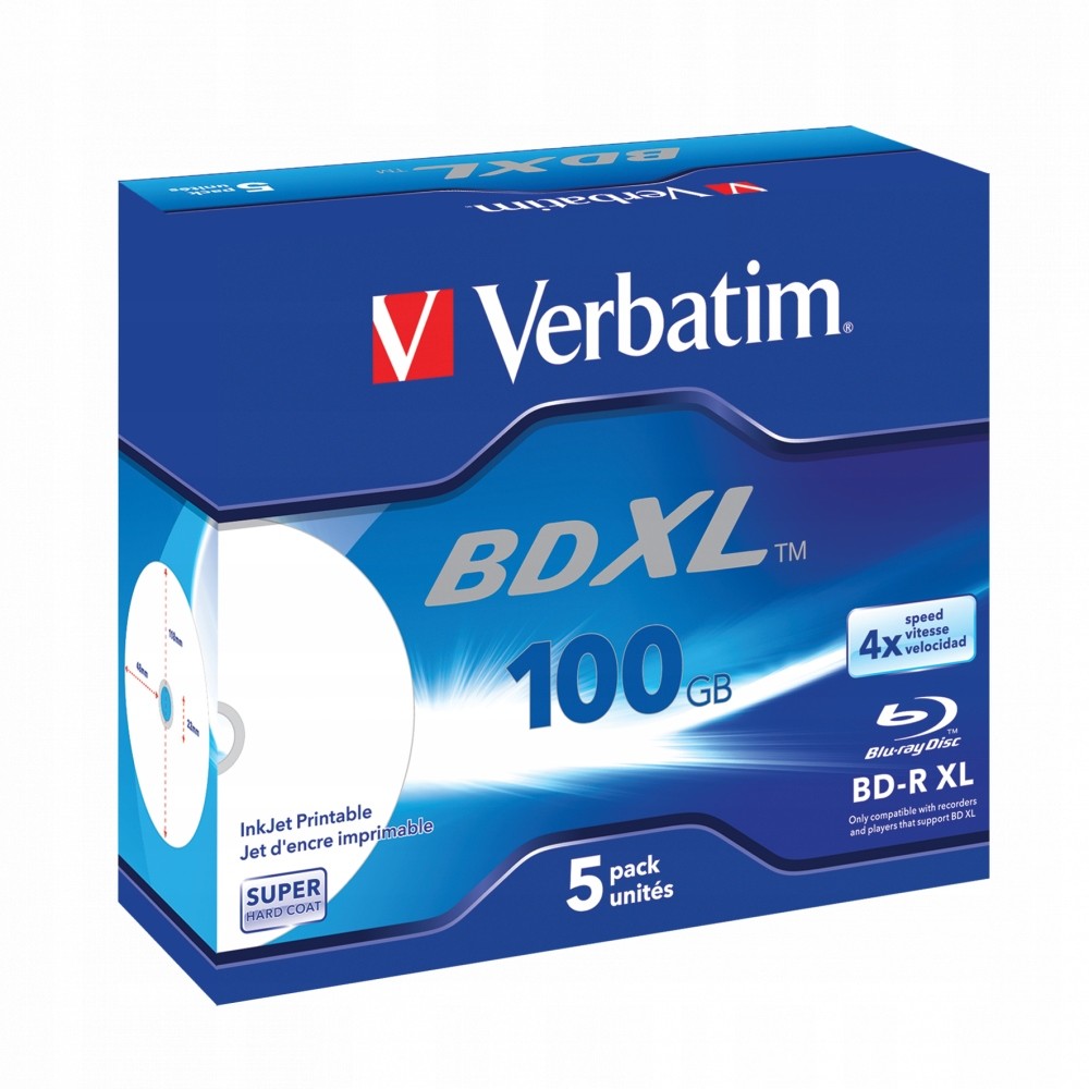 Verbatim Płyty Blu-ray Bd-r XL 4x 5szt 100GB !
