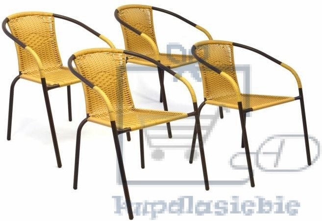 Garthen Zestaw 4 sztuk krzeseł ogrodowych wyplatanych pilirattanem - beżowe