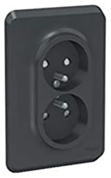 Schneider Electric Unica - podwójne gniazdo 2P+T do pudełka 1P - FR - śruba - antracyt - mecha + płyta NU406954