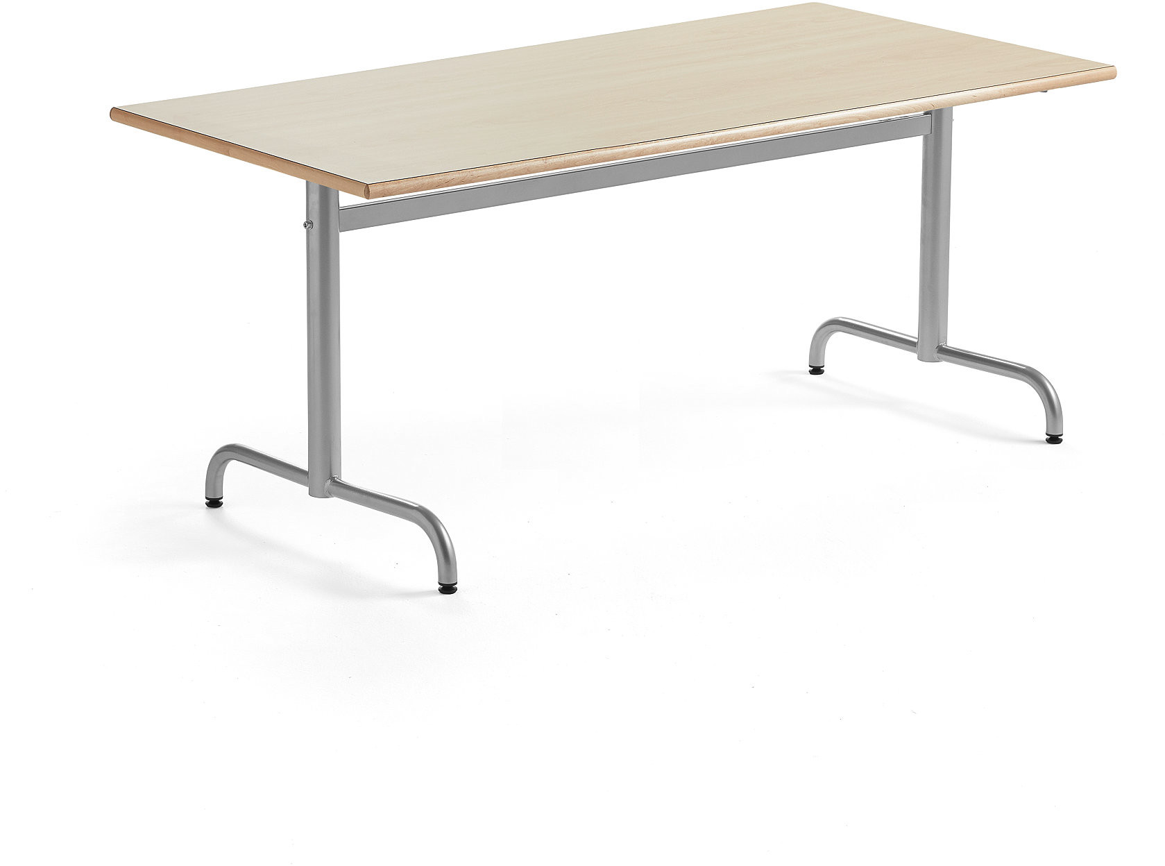 AJ Produkty Stół PLURAL, 1600x800x600 mm, blat HPL, brzoza, srebrny