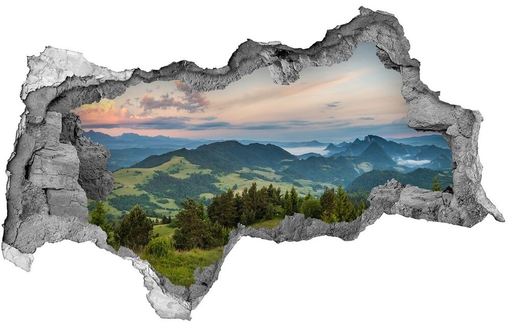 Wallmuralia.pl Dziura 3d w ścianie naklejka Panorama Pieniny