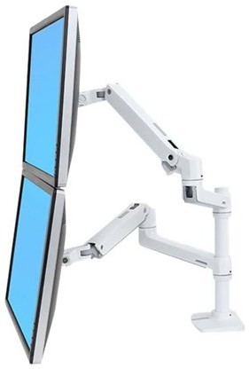 Ergotron Uchwyt LX dual stacking Arm no grommet mount bright white texture 45-492-216