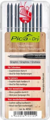 PICA Profesjonalne Wkłady Ołówkowe Grafitowe Zapasowe dla Stolarzy Czarne Pica Dry 4050