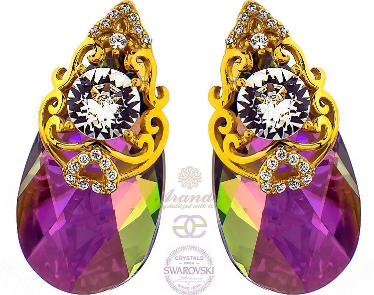 Swarovski NOWOŚĆ KOLCZYKI AURE PARADISE SHINE ZŁOTE SREBRO