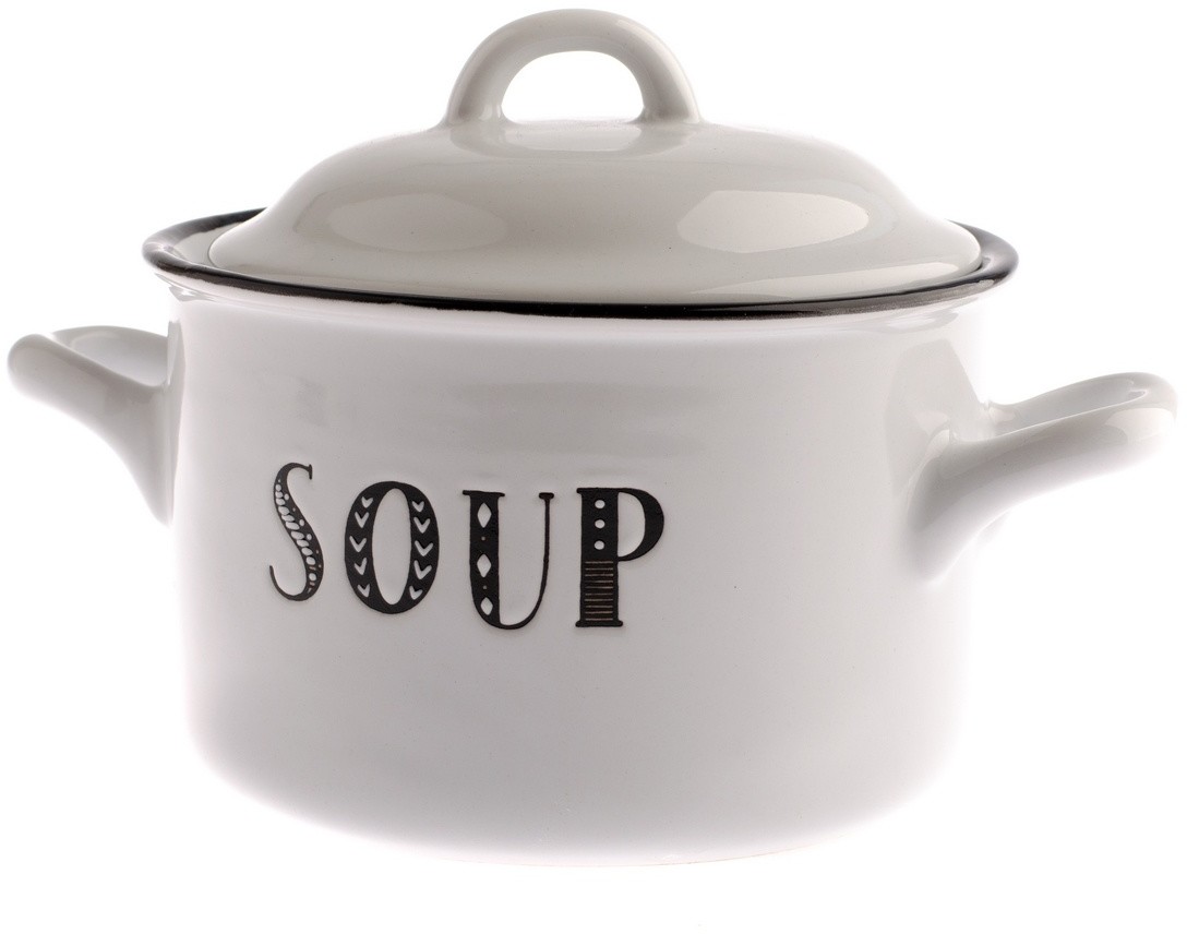 Garnek ceramiczny z pokrywką Soup, 920 ml