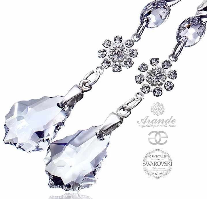 Swarovski piękne długie kolczyki CRYSTAL SREBRO