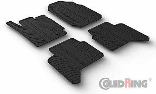 GledRing 0565 zestaw mat gumowych Ford Ranger Double Cab 5/2013- (automatyczny) (profil T 4-częściowy + klipsy montażowe)