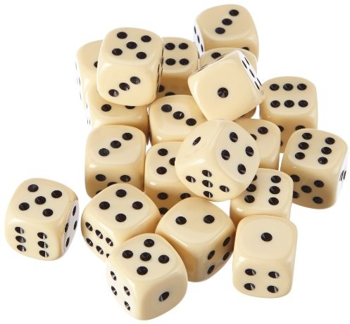 Weible Spiele weible gry 05220 20 akrylowa-kostka, 20 MM, 20 sztuk, kość słoniowa