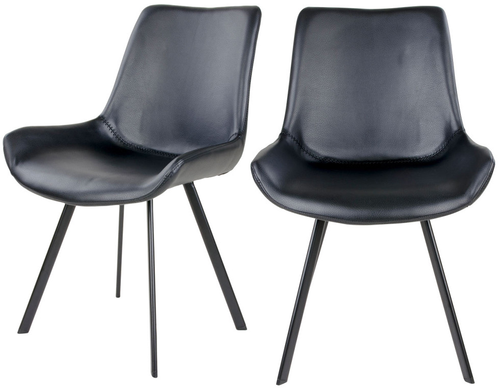 SELSEY Zestaw dwóch krzeseł tapicerowanych Regora ekoskóra czarna
