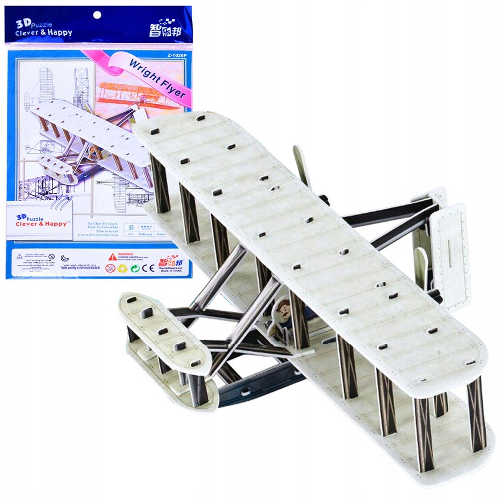 Puzzle 3D samolot braci Wright Flyer 51 eleZA2905