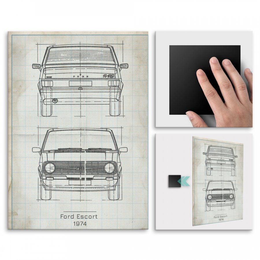 Pix4home Plakat metalowy Ford Escort Projekt Vintage M POS-M-02446