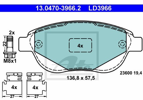 ATE Klocki hamulcowe 13.0470-3966.2