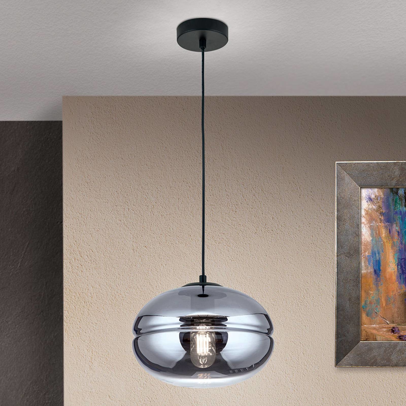 Orion Lampa sufitowa Richard, metal czarny szkło dymione