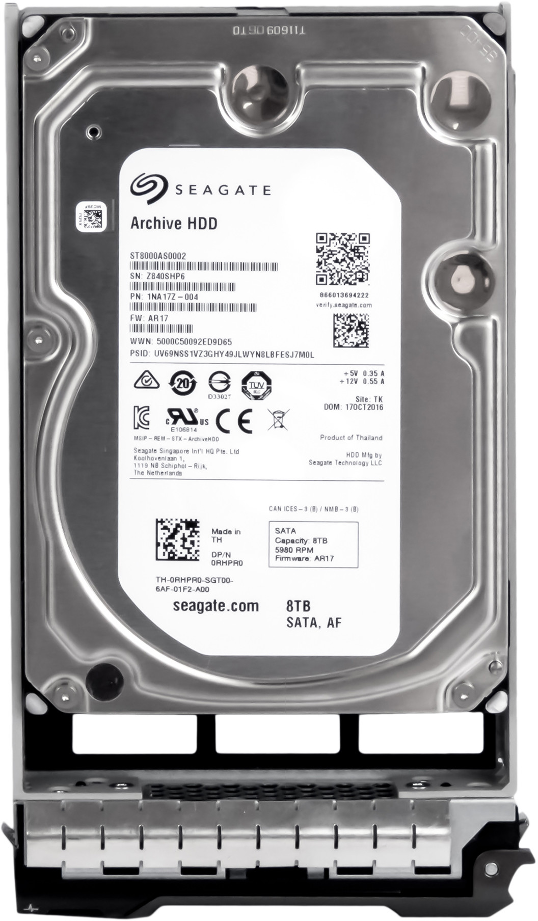 Dell 0RHPR0 8TB 5.9K Sata III 3.5'' ST8000AS0002