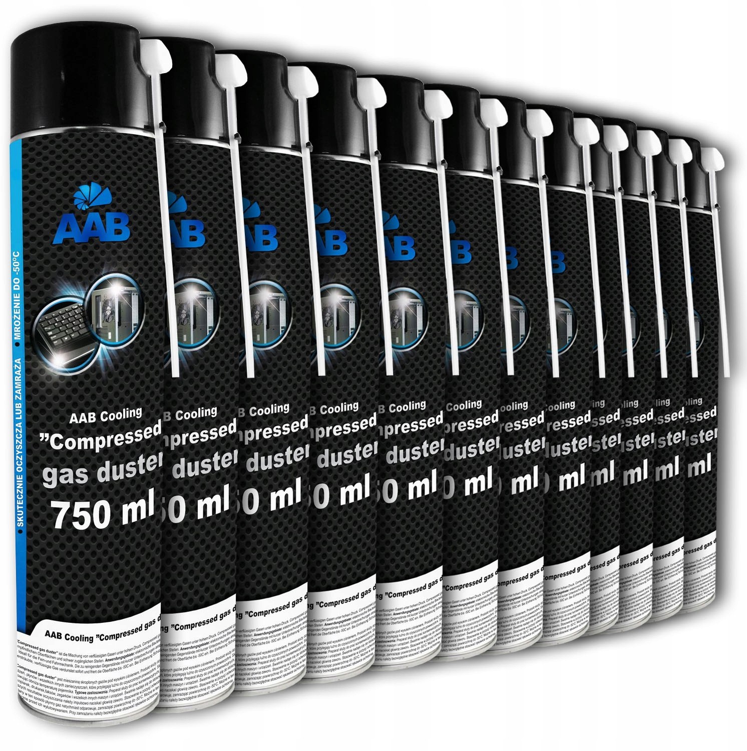 12x Aab Cooling Sprężone Powietrze 750ml+ 24xRURKA