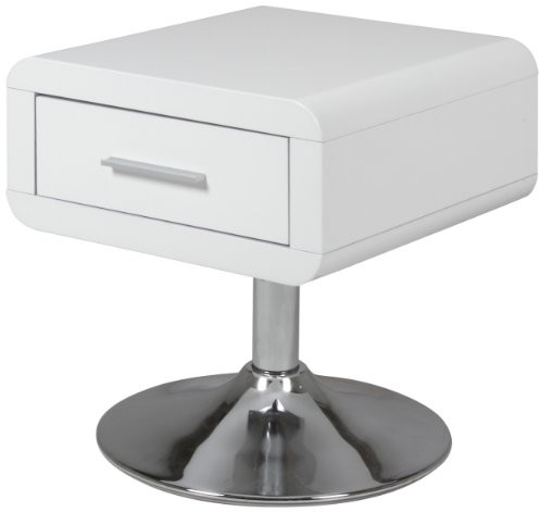 AC Design Furniture 47909 stolik nocny Josefine z 1 szufladą, biały wysoki połysk 47909
