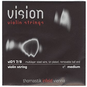 Thomastik Einzelsaite für 7/8 Violine Vision - E-Saite Stahl mehrlagig verzinnt, mittel, Kugel abnehmbar 634141