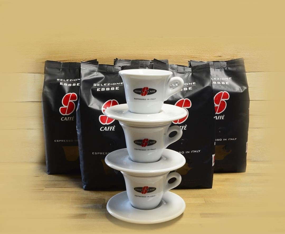 ESSSE CAFFÉ Zestaw 5kg kawy Essse Selezione ESSSE ziarnista + 3 filiżanki Essse CAPUCCINO IN ITALY w gratisie 1707-uniw