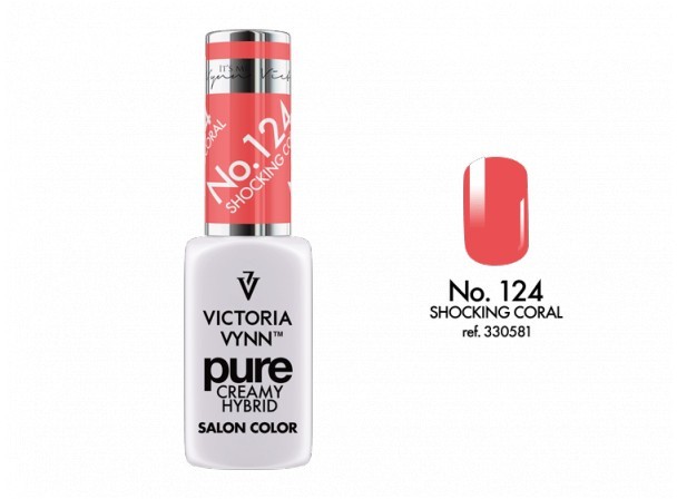 VICTORIA VYNN VICTORIA VYNN Kremowy Lakier Hybrydowy PURE kolor: 124 SHOCKING CORAL 8ML VIC000108