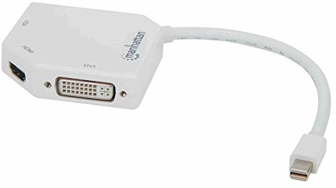 Manhattan 3-w-1 4K Mini-DisplayPort adapter Mini DisplayPort wtyczka do HDM/DVI/VGA - cyfrowy/wyświetlacz/wideo - 0,25 m, 207362