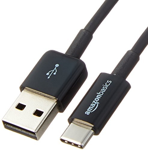 AmazonBasics USB Type-C to USB-A 2.0 Male Cable - 3 Feet (0.9 metra) - Black, 5 pack L6LUC049-CS-R