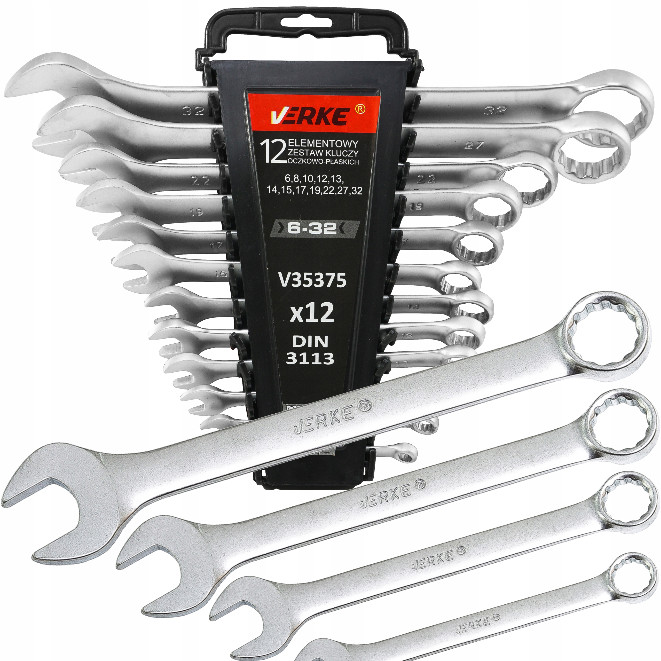 Klucze Płasko Oczkowe 6-32mm 12 szt Klip Verke