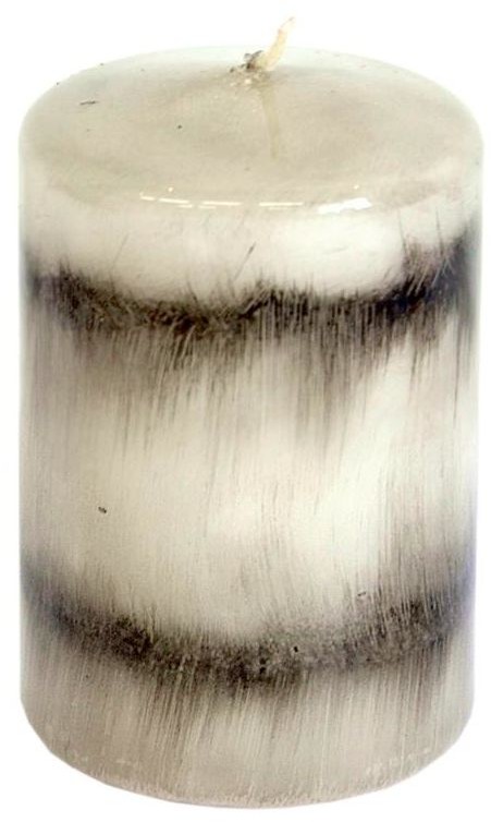 Świeca pieńkowa SANTA ANA szaro-czarna wys. 9 cm