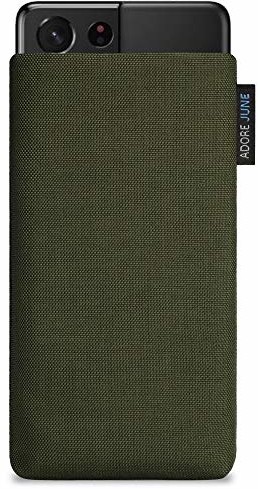 Adore June Klasyczny oliwkowo-zielony pokrowiec kompatybilny z Galaxy S21 Ultra pokrowiec na telefon komórkowy z wytrzymałego materiału Cordura z efektem czyszczenia wyświetlacza, Made in Europe AJ1946-SG