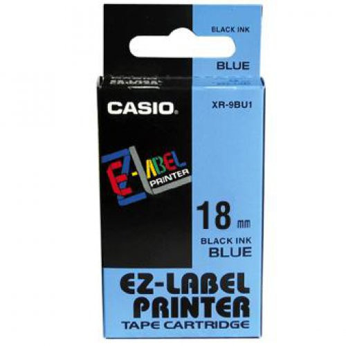 Casio oryginalny taśma do drukarek etykiet XR-18BU1 czarny druk/niebieski