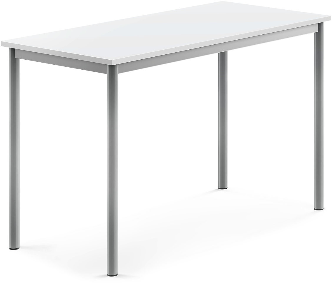 AJ Produkty Biurko SONITUS, 1200x600x760 mm, biały laminat, szary aluminium