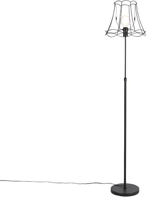 QAZQA Lampa podłogowa regulowana czarna Granny Frame 35cm - Parte