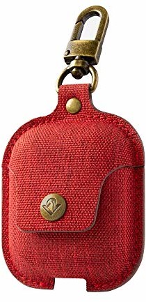 Twelve South Airsnap Twill | Etui ochronne / osłona z klipsem zapobiegającym utracie do AirPods i bezprzewodowego ładowania do AirPods, Scarlet 12-1953