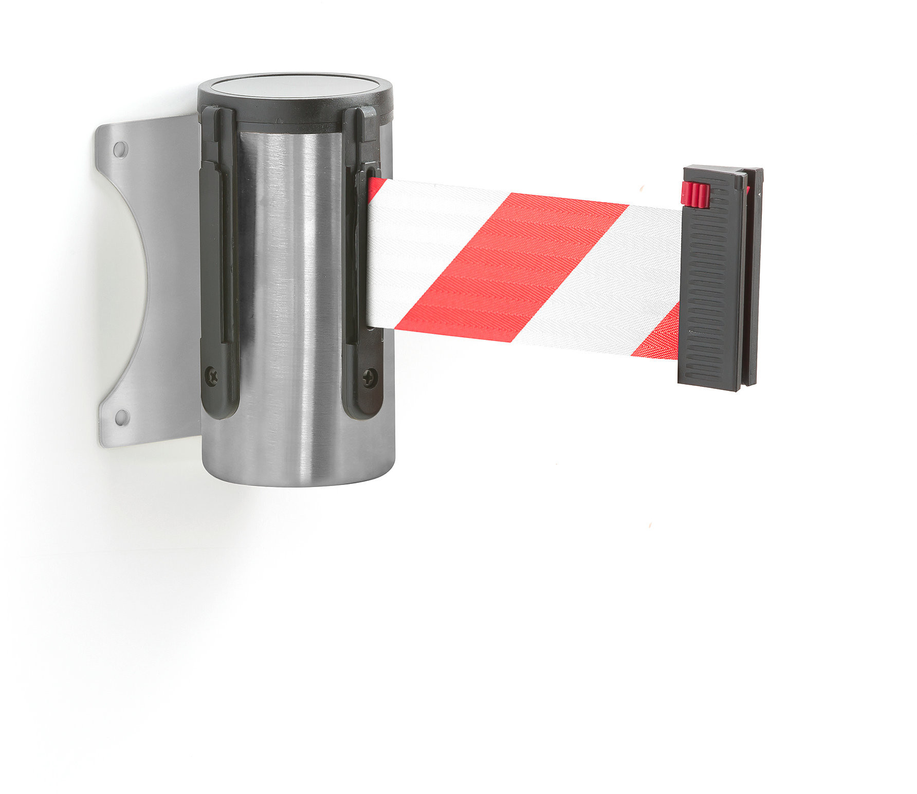 AJ Produkty Uchwyt z taśmą, montaż do ściany, 2300 mm, szczotkowa stal, czerwony/biały