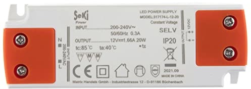 EMC SeKi SeKi Zasilacz LED L-20-12 - 12 V - 1,66 A - 20 W; sterownik LED - zasilacz - sterownik - 317174