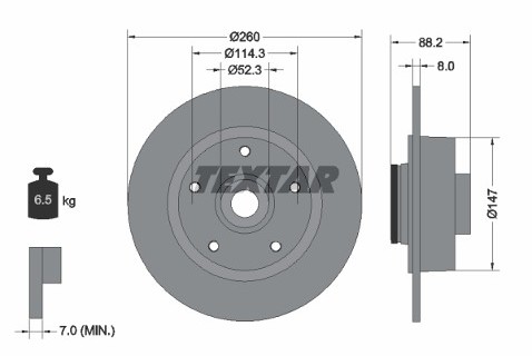 TEXTAR Tarcza hamulcowa 92195903