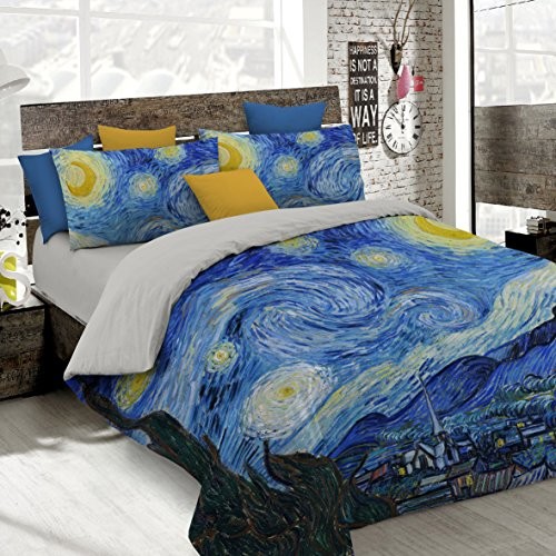 Italian Bed Linen 8058575008350 zestaw poszewka na kołdrę z nadrukiem w Digital A okładka łącznie na worek na poszewki na poduszkę, sd09 (kolorowa), 100% bawełna, na łóżko małżeńskie, 250 x 200 x 1 cm 8058575008350