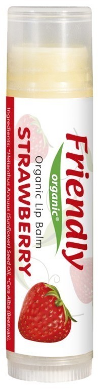 Friendly Organic Friendly Organic, Organiczny balsam do ust, truskawkowy, 4,25g 8680088180454