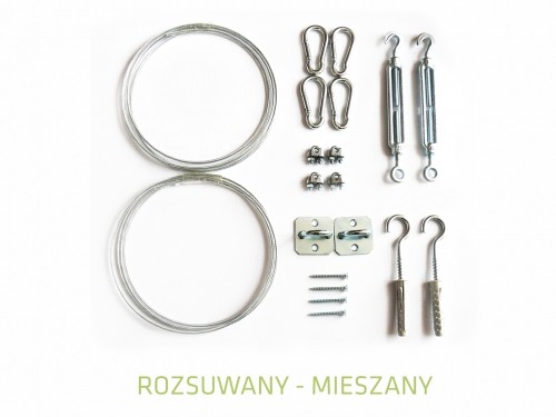 ŻAGLE OGRODOWE Żagiel ROZSUWANY - ZESTAW MONTAŻOWY mieszany z 2 linkami ZM_MIESZNY_ZROZ_2linki