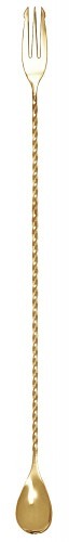 BAREQ Łyżka barmańska z widelcem złota | BPR-030G BAREQ BPR-030G