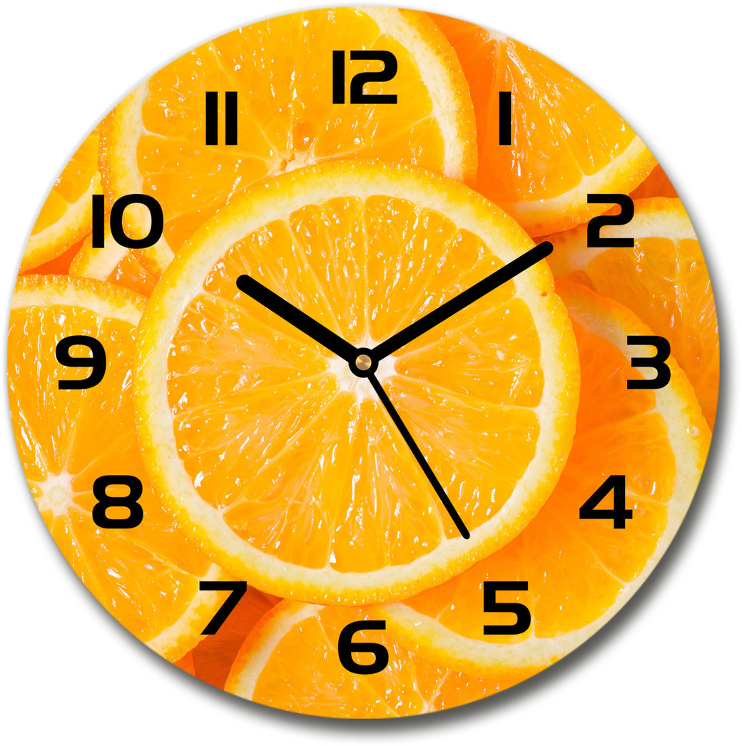 Zegar szklany okrągły Plastry pomarańczy