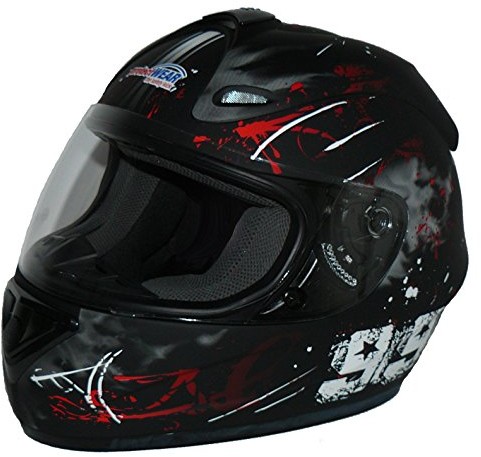 protectWEAR Protect Wear kask motocyklowy, m, czarny/czerwony FS-801-99R-M