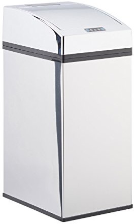 Relaxdays kosz na śmieci ze stali nierdzewnej, pokrywa automatyczna, wiadro wewnętrzne, higieniczny, na baterie, różne. Rozmiary, srebro, 7 l 10022950_805