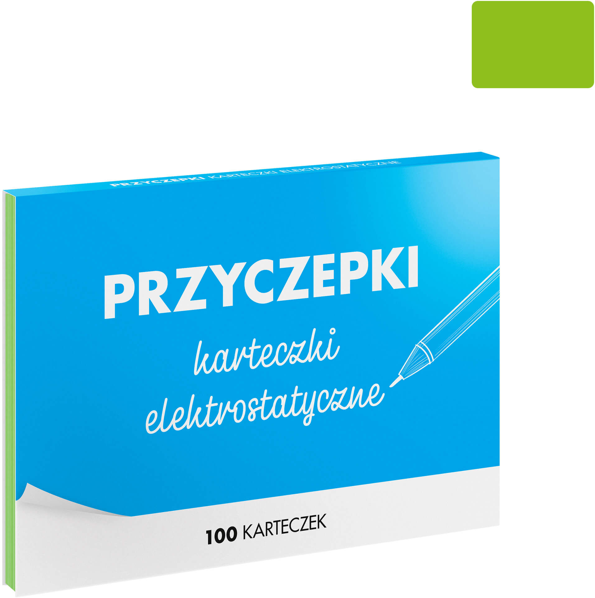 PRZYCZEPKI - zielone karteczki elektrostatyczne - 100 szt. PRZ100-G