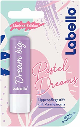 Labello Pastel Dreams pomadka do pielęgnacji ust (4,8 g), balsam do ust z ekscytującym aromem waniliowym do naturalnie pięknych ust, pielęgnujący balsam do ust bez olejów mineralnych