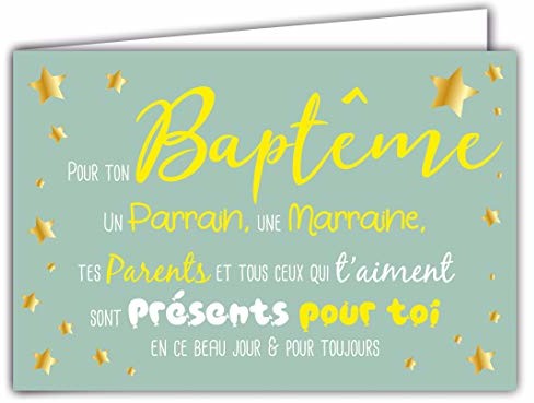 Afie Afie 69  5127 kartka na chrzest, rodzice, którzy Cię kochają, gwiazdy w złotym kolorze, z kopertą; format zamkniętej kartki 17 x 11,5 cm 69-5127